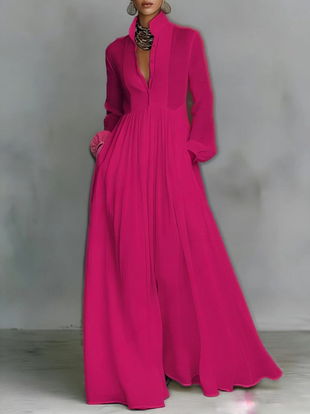 Lucy | Flowing Button-Front Maxi Dress