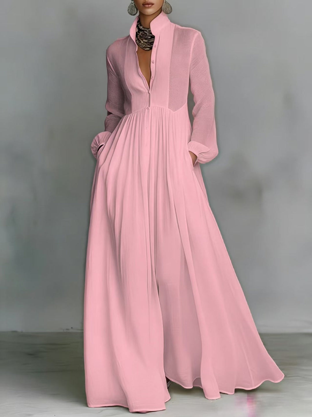 Lucy | Flowing Button-Front Maxi Dress