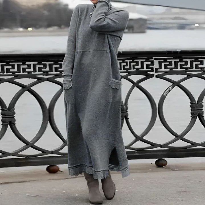Saryxiah | Knitted Maxi Dress Cozy Long Sleeve Oversized Winter Dress