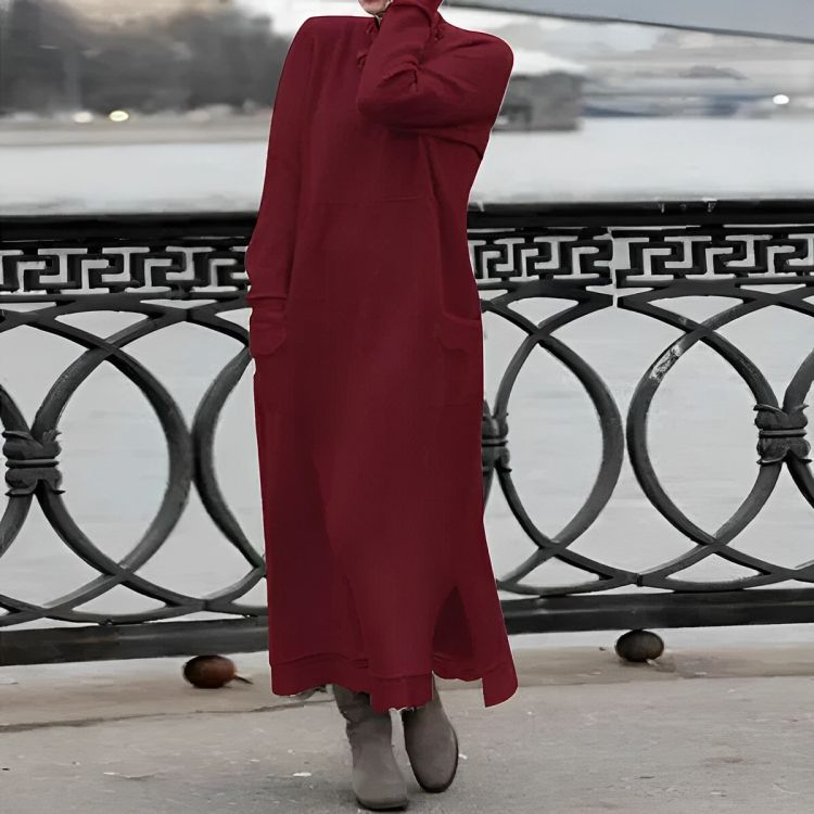 Saryxiah | Knitted Maxi Dress Cozy Long Sleeve Oversized Winter Dress