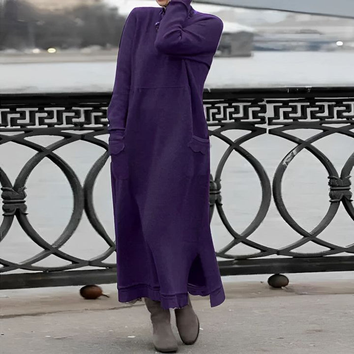 Saryxiah | Knitted Maxi Dress Cozy Long Sleeve Oversized Winter Dress