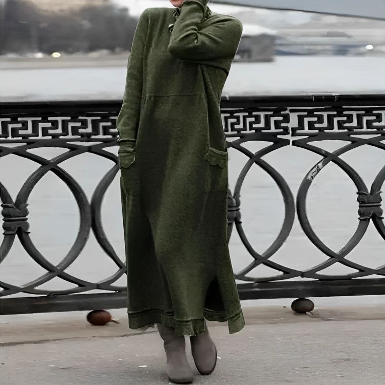 Saryxiah | Knitted Maxi Dress Cozy Long Sleeve Oversized Winter Dress