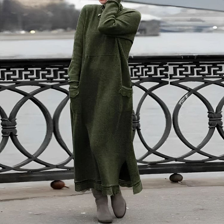 Saryxiah | Knitted Maxi Dress Cozy Long Sleeve Oversized Winter Dress