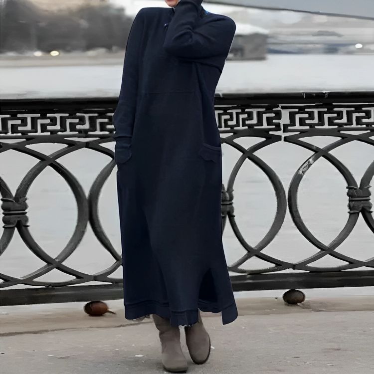 Saryxiah | Knitted Maxi Dress Cozy Long Sleeve Oversized Winter Dress