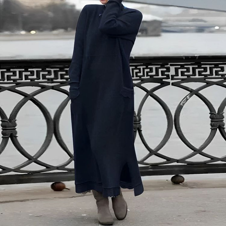 Saryxiah | Knitted Maxi Dress Cozy Long Sleeve Oversized Winter Dress