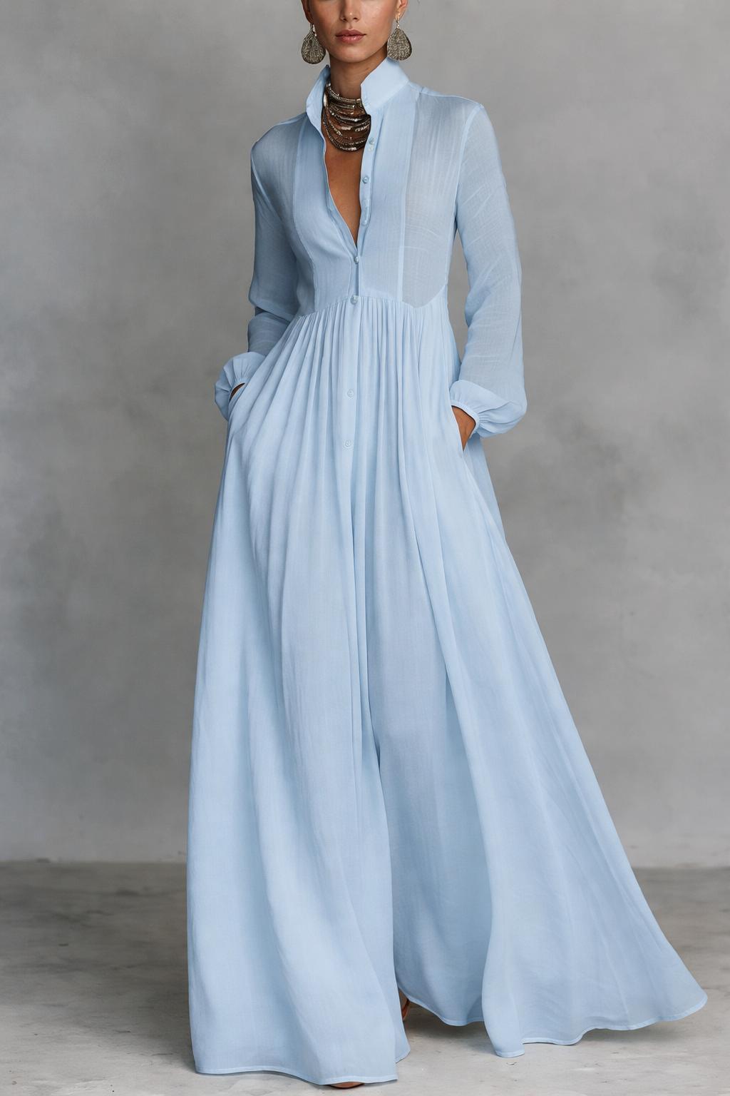 Lucy | Flowing Button-Front Maxi Dress