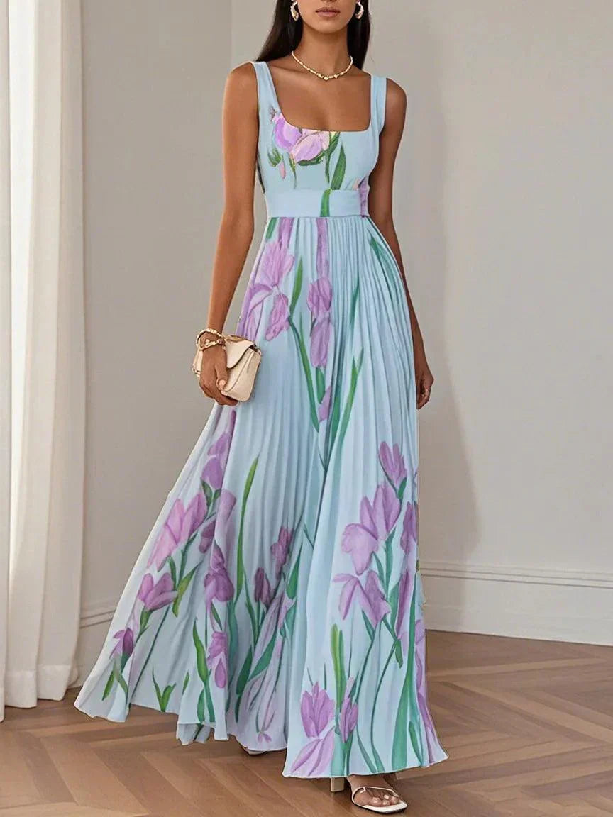 Valérie | Floral Pleated Maxi Dress