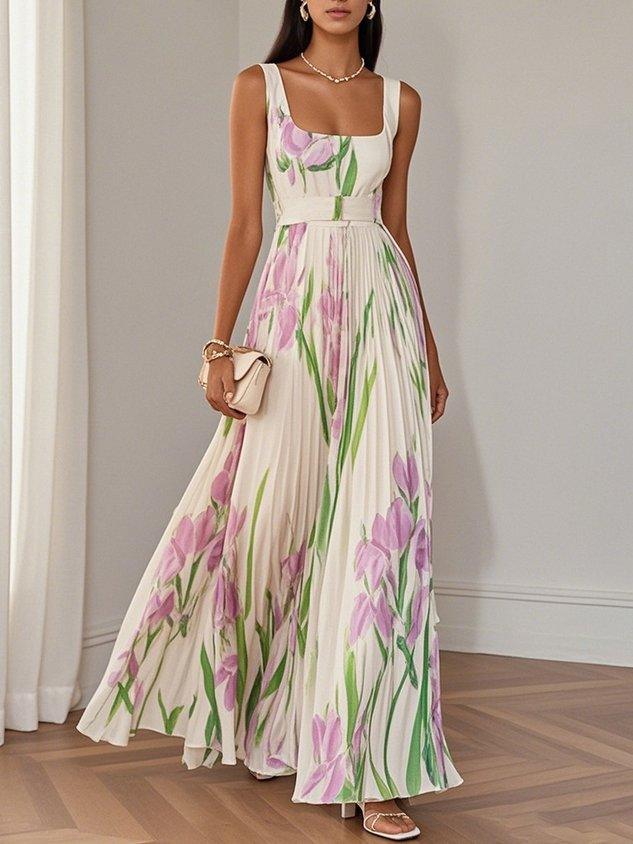 Valérie | Floral Pleated Maxi Dress