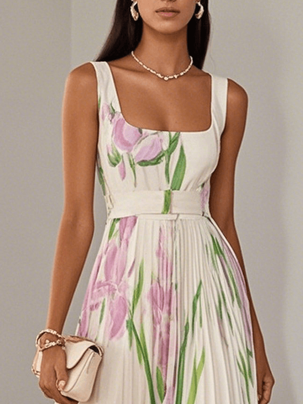 Valérie | Floral Pleated Maxi Dress