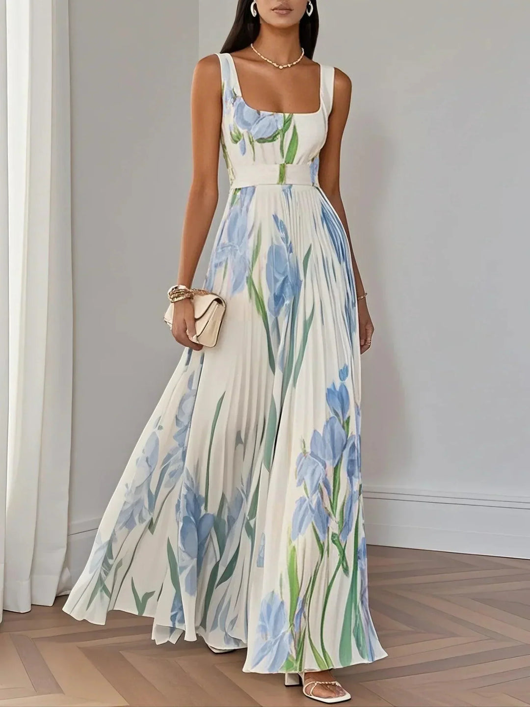 Valérie | Floral Pleated Maxi Dress
