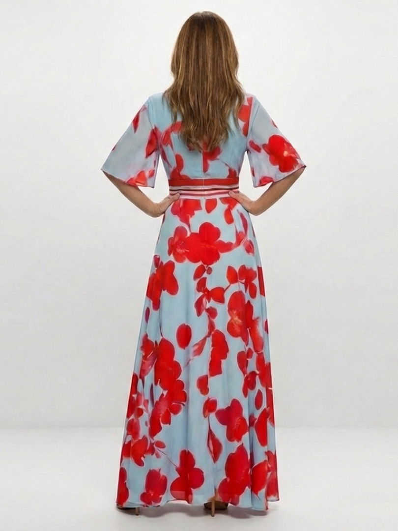 Marielle | V Neck Short Sleeve Floral Maxi Dress