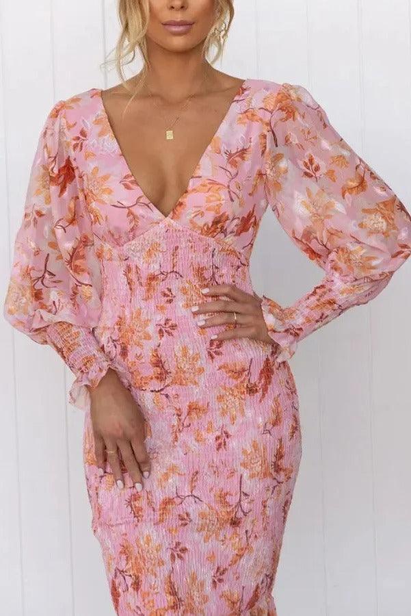 Evira - Floral Ruffle Midi Dress