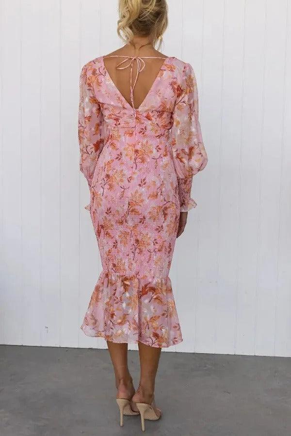 Evira - Floral Ruffle Midi Dress