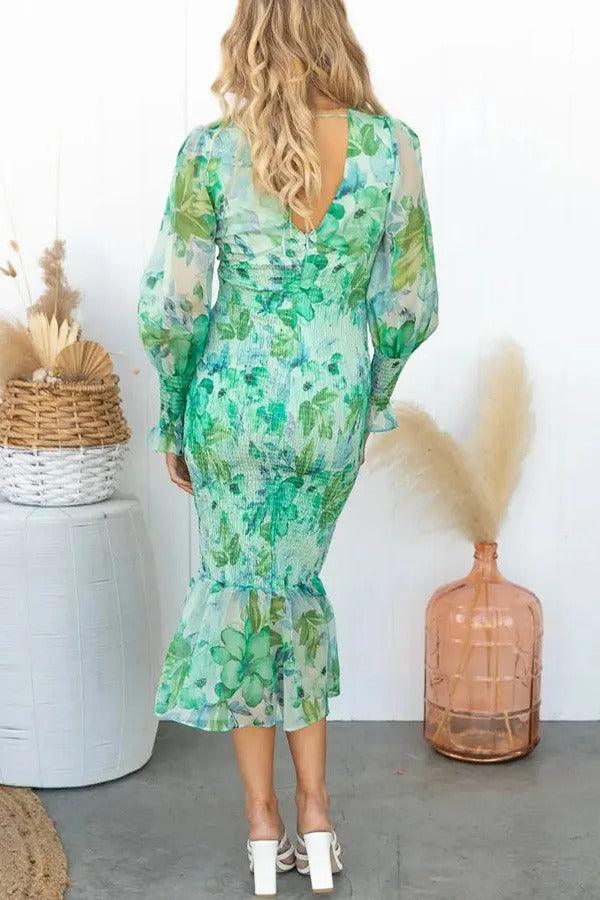 Evira - Floral Ruffle Midi Dress