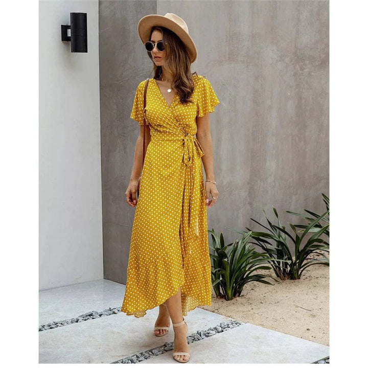 Violet™ - Yellow Midi Dress Hawaii Style