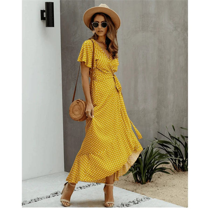 Violet™ - Yellow Midi Dress Hawaii Style