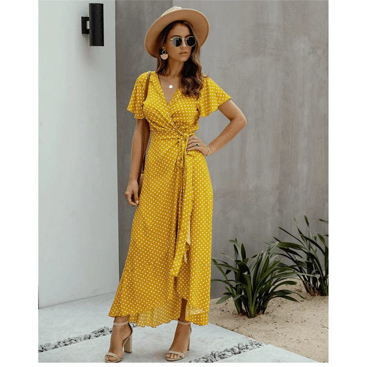 Violet™ - Yellow Midi Dress Hawaii Style