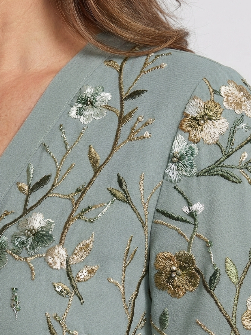 Althea | Embroidered V Neck Maxi Dress