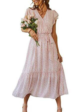 Star™ - Pink Printed Long Hawaii Dress