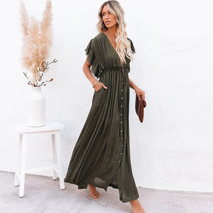 Opal™ - Maxi Dark Green Hawaii Dress