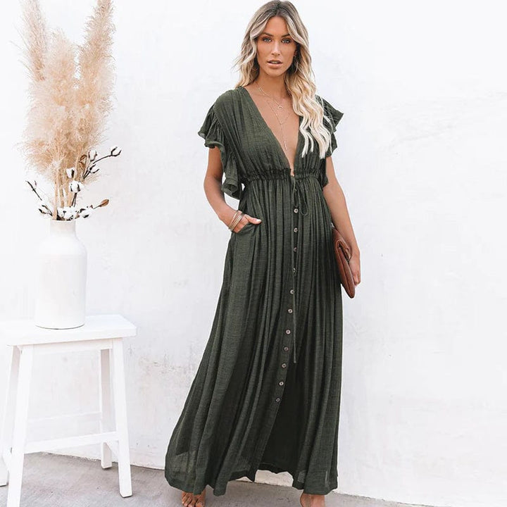 Opal™ - Maxi Dark Green Hawaii Dress