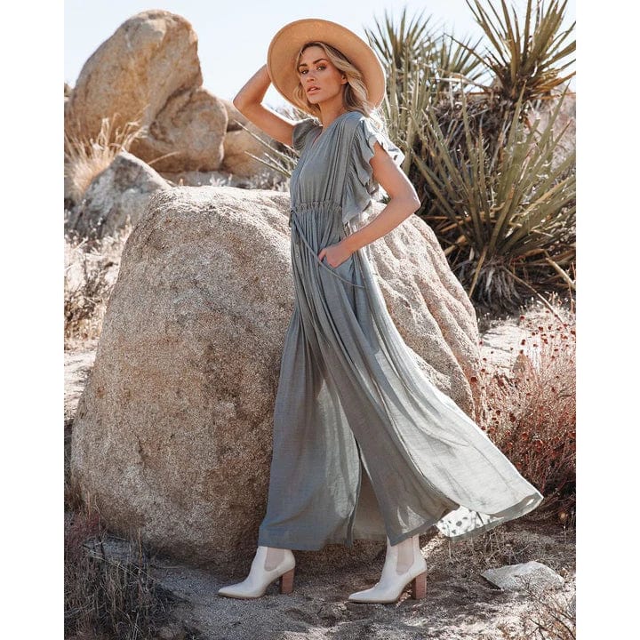 May™ - Maxi Green/Gray Hawaii Dress