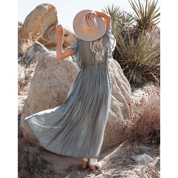 May™ - Maxi Green/Gray Hawaii Dress