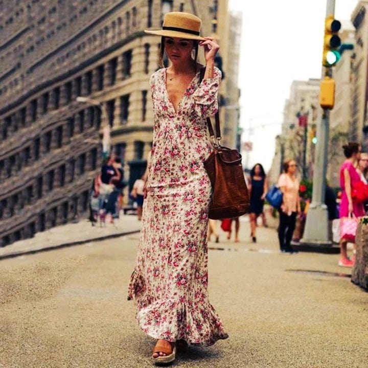 Coral™ - Maxi Hawaii Style Floral Dress