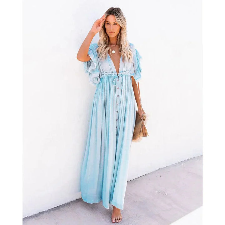 Sapphire™ - Maxi Light Blue Hawaii Dress