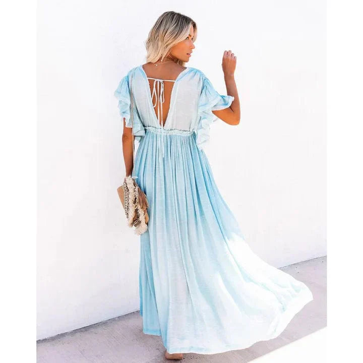Sapphire™ - Maxi Light Blue Hawaii Dress