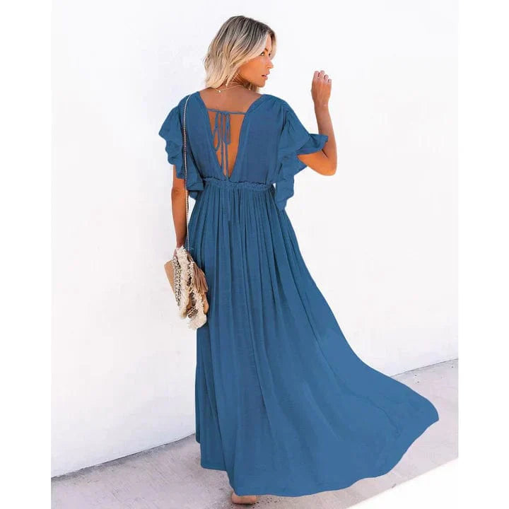 Lily™ - Maxi Navy Blue Hawaii Beach Dress