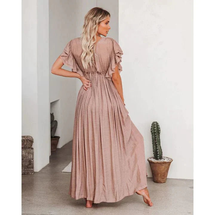 Ginger™ - Maxi Taupe Hawaii Dress