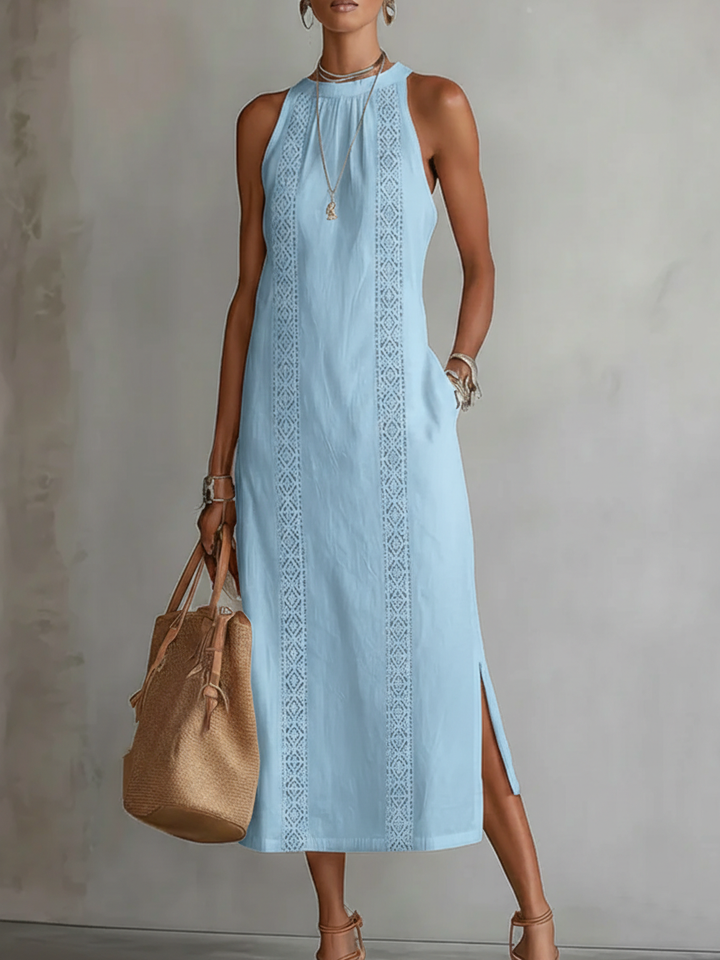 Eliza | Sleeveless Lace Detail Midi Dress