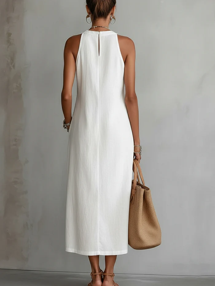 Eliza | Sleeveless Lace Detail Midi Dress