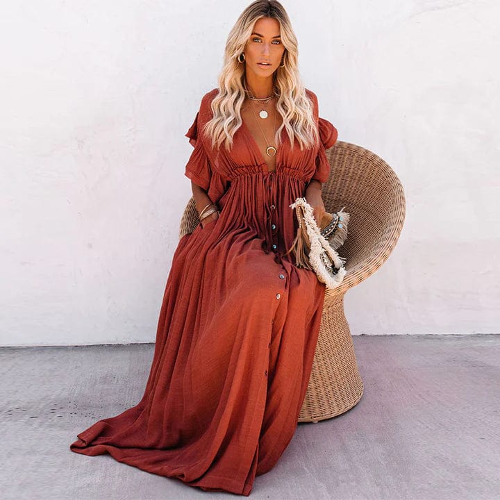 Bonnie™ - Red Long Beach Dress