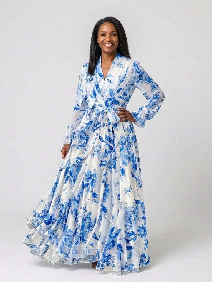 Cressida | Floral Long Sleeve Wrap Maxi Dress