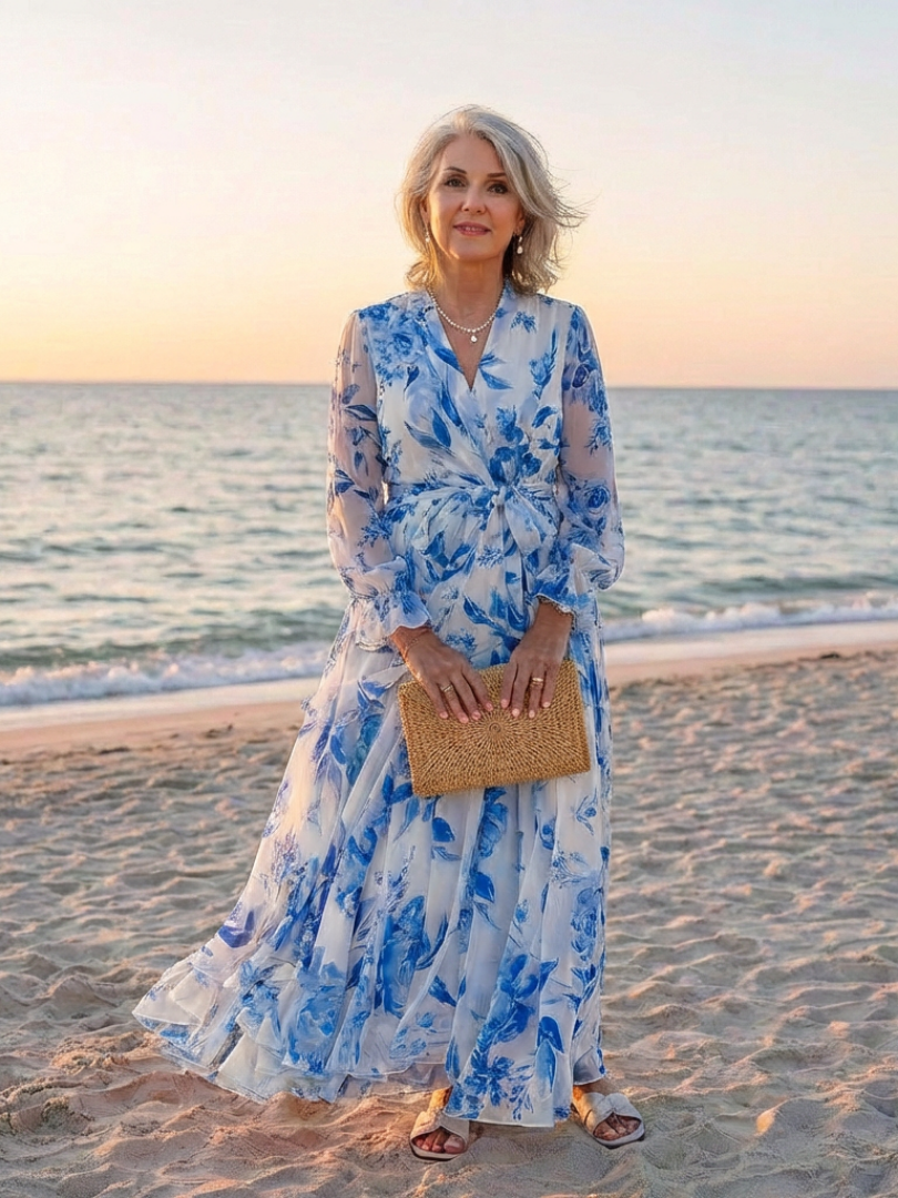 Cressida | Floral Long Sleeve Wrap Maxi Dress