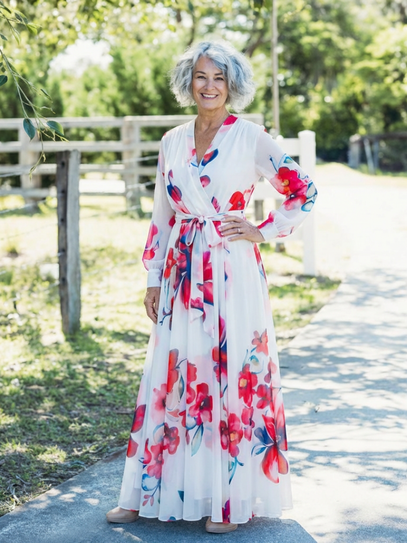 Cressida | Floral Long Sleeve Wrap Maxi Dress
