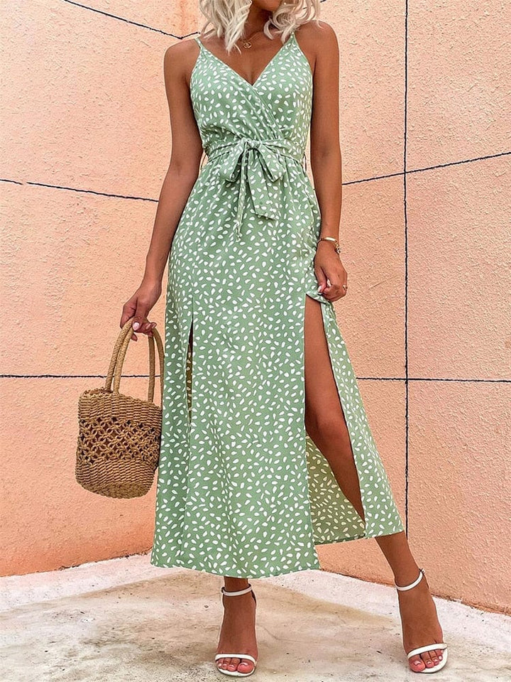 Alexa™ - Boho Dress With V-Neck And Polka Dots