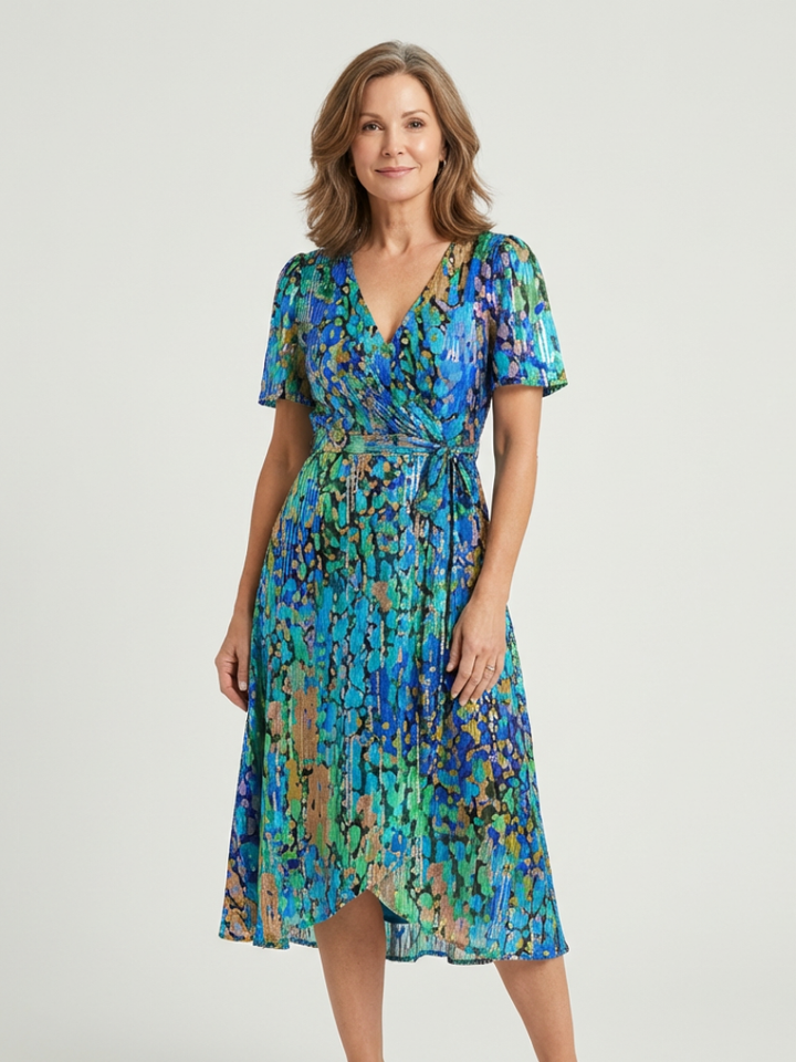 Elara | Abstract Pattern Midi Dress