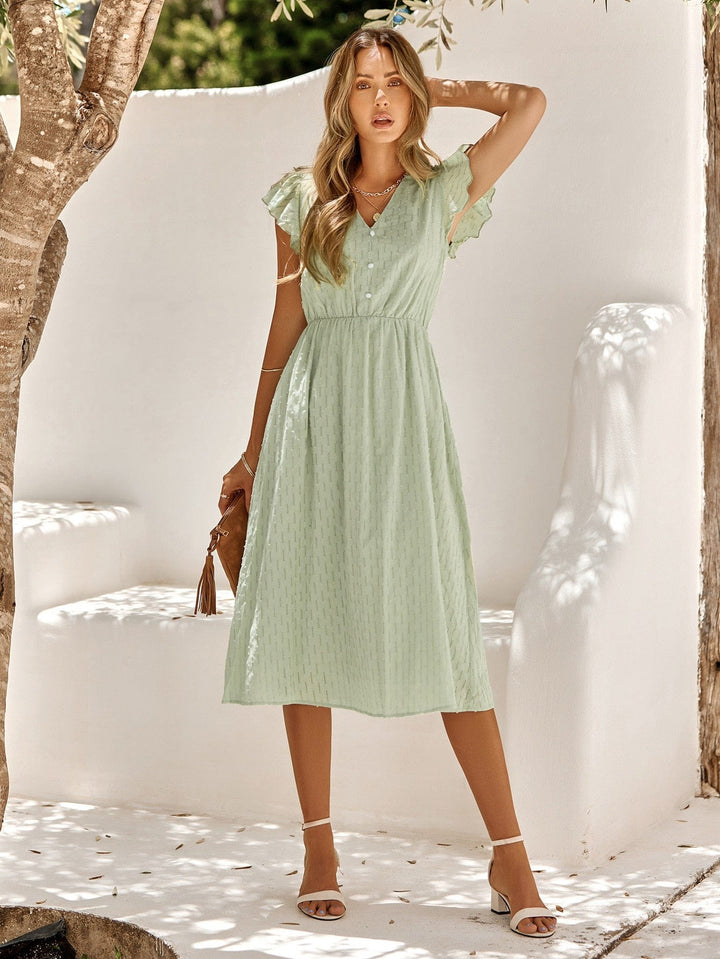 Crystal™ - Green Wedding Guest Dress Midi
