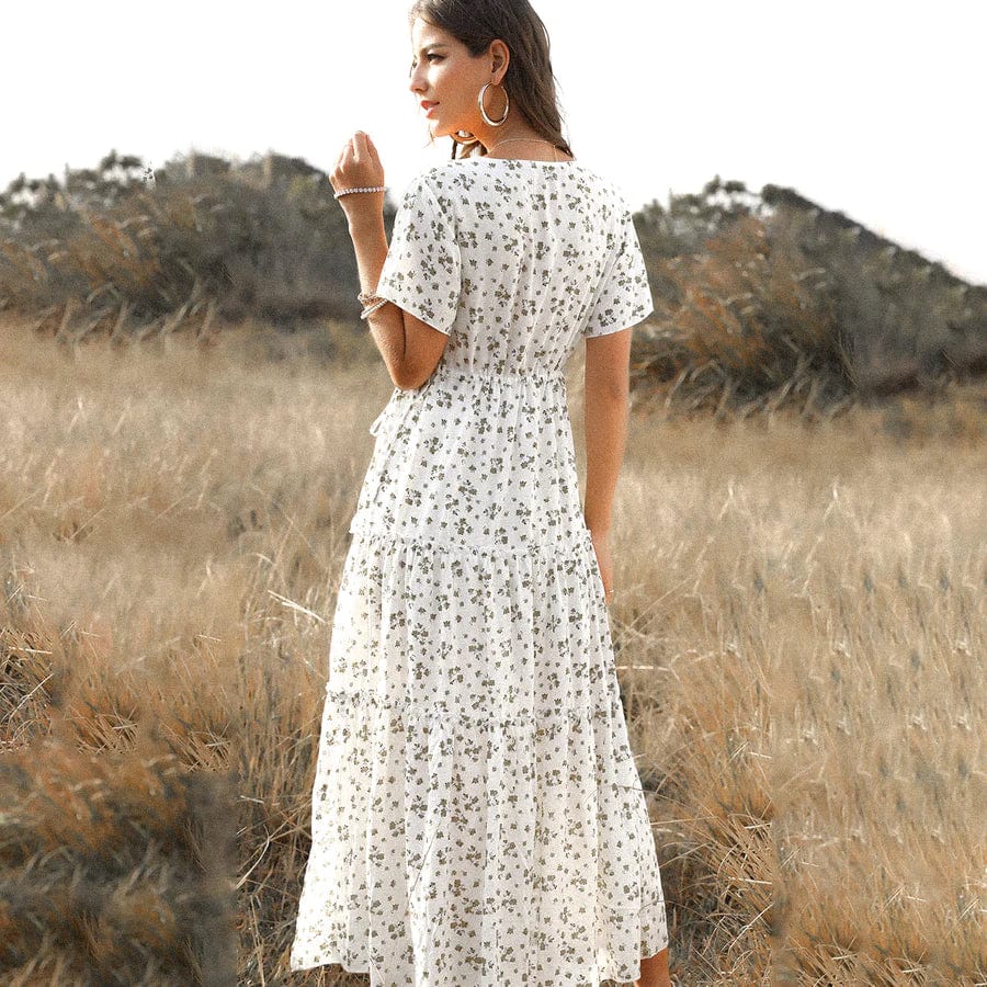 Kimberly™ - White Long Summer Dress with Print