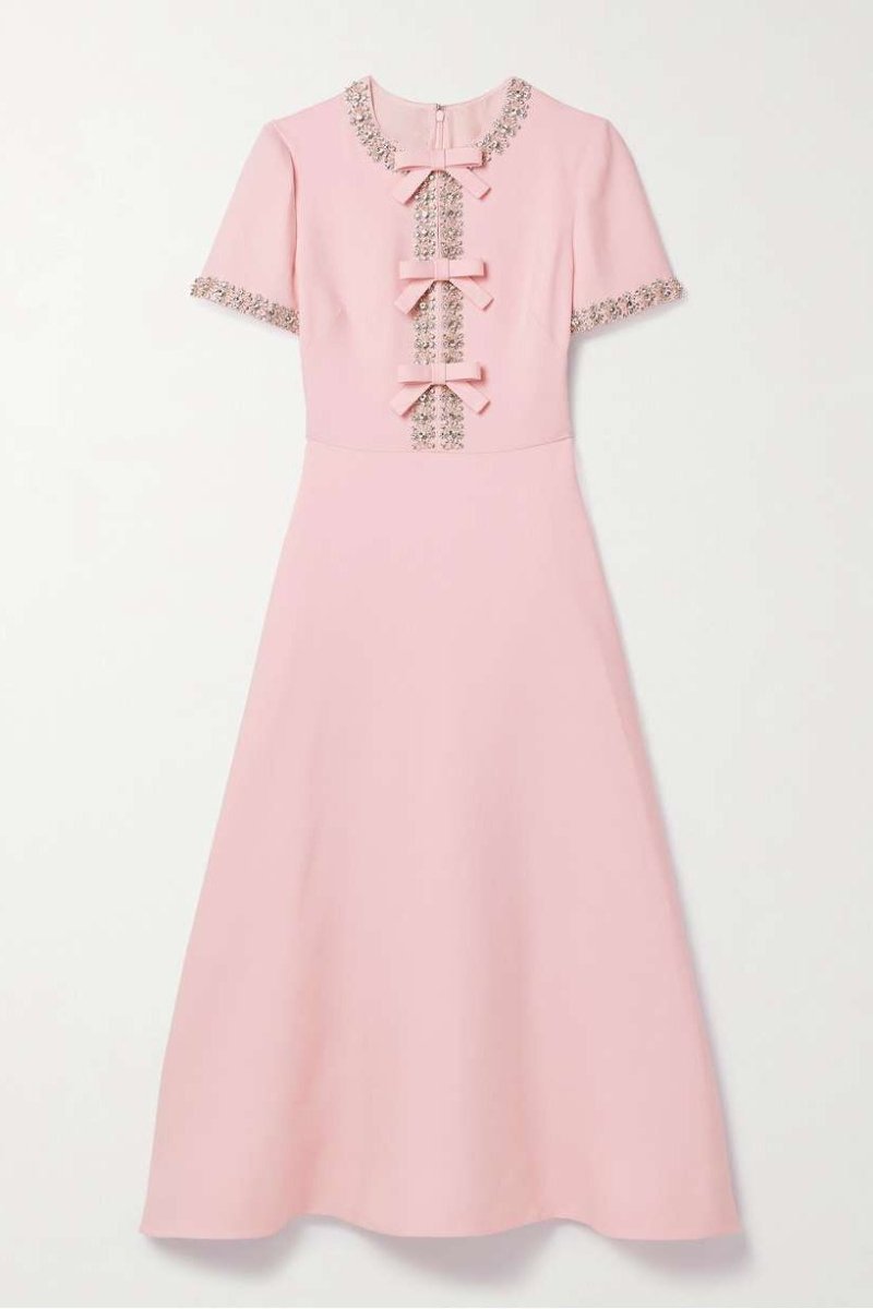 Charlotte™ | Bow with Crystal Embellished Midi Dress