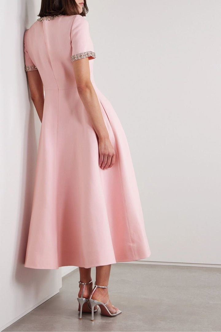 Charlotte™ | Bow with Crystal Embellished Midi Dress